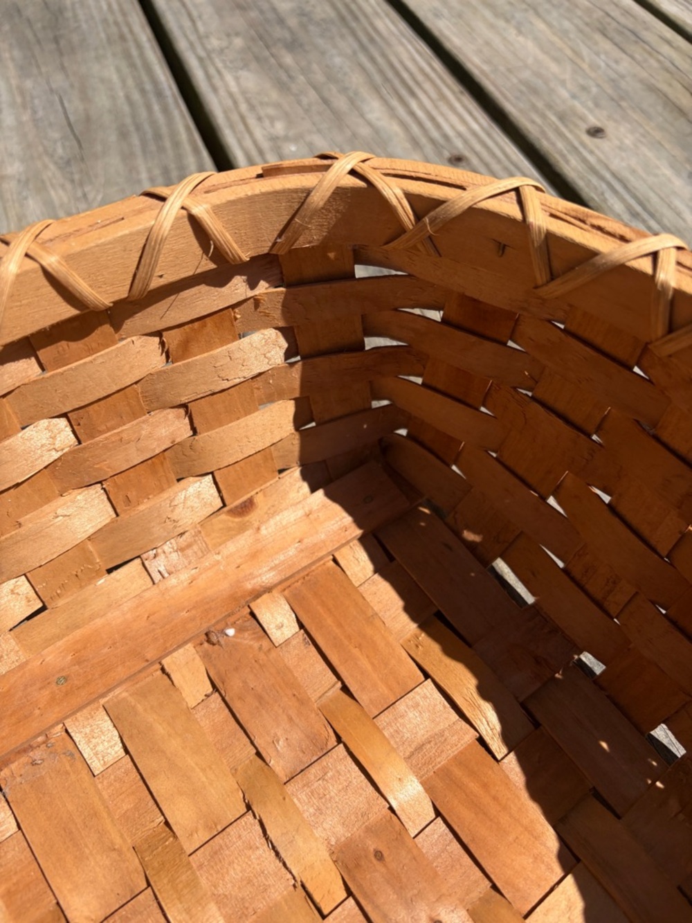 Woven Wood Storage Basket - Natural Brown - Unbranded - Picture 4 of 5
